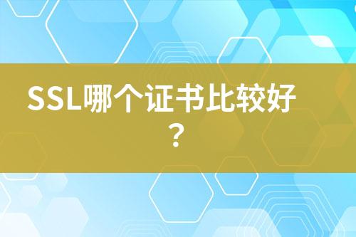 SSL哪個證書比較好？