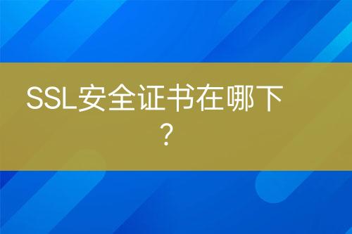 SSL安全證書在哪下？