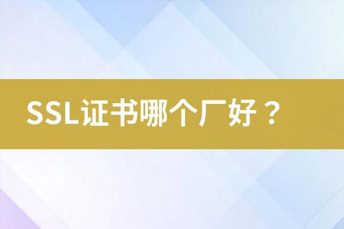 SSL證書哪個廠好？