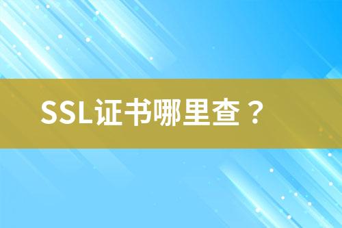 SSL證書哪里查？