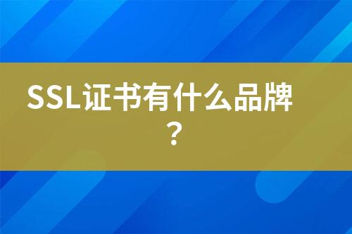 SSL證書有什么品牌？