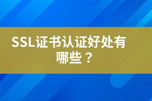 SSL證書認證好處有哪些？