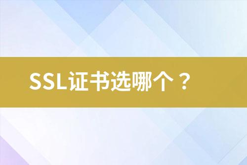 SSL證書選哪個(gè)？