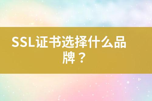 SSL證書選擇什么品牌？