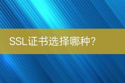 SSL證書選擇哪種？