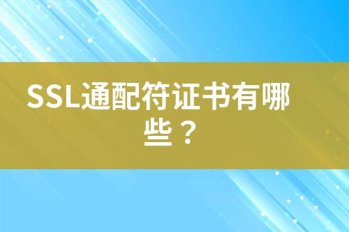 SSL通配符證書有哪些？