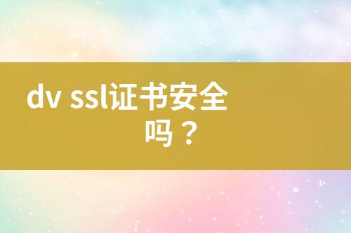 dv ssl證書安全嗎？