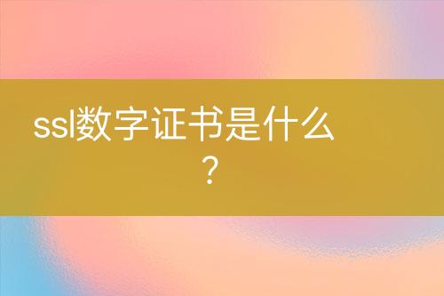 ssl數(shù)字證書是什么？