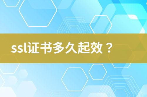 ssl證書多久起效？