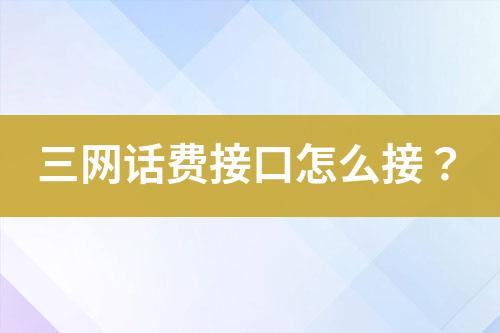 三網(wǎng)話費(fèi)接口怎么接？