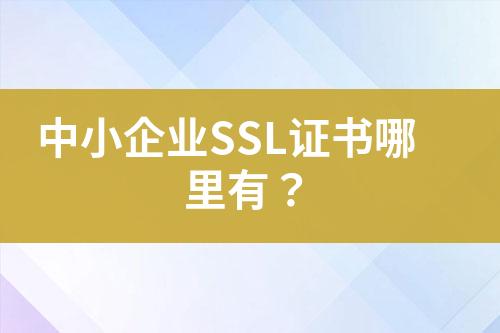 中小企業(yè)SSL證書(shū)哪里有？