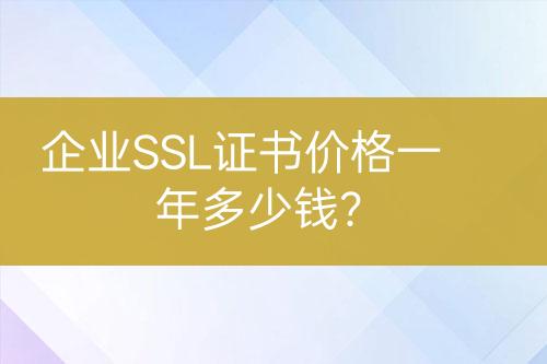 企業(yè)SSL證書價(jià)格一年多少錢？