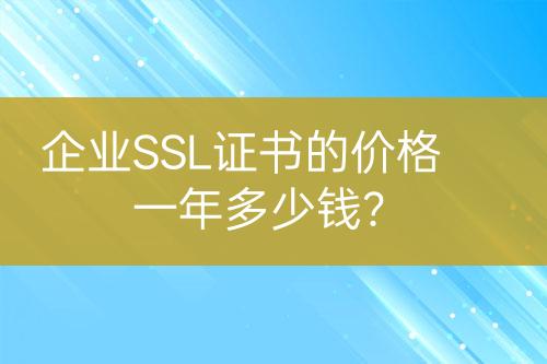 企業(yè)SSL證書的價格一年多少錢？