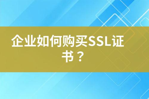 企業(yè)如何購(gòu)買(mǎi)SSL證書(shū)？