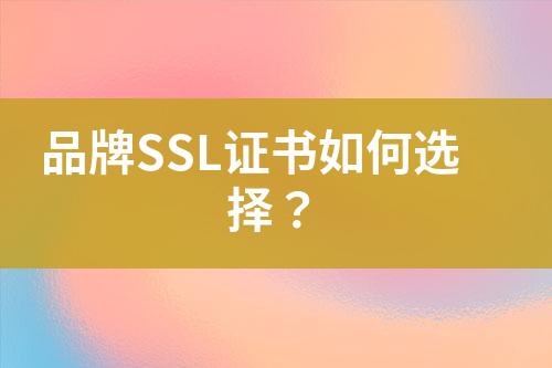 品牌SSL證書如何選擇？