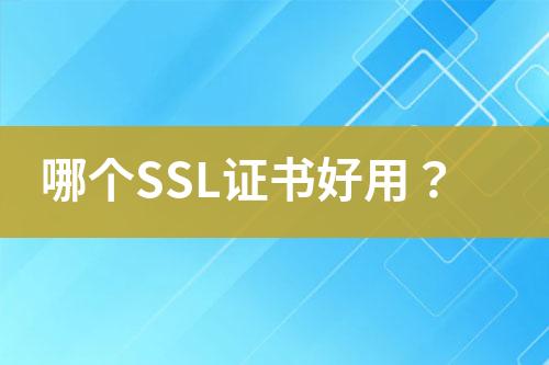 哪個(gè)SSL證書好用？