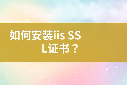 如何安裝iis SSL證書？