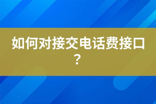 如何對接交電話費接口？