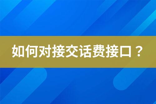 如何對接交話費接口？