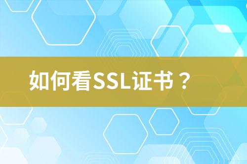 如何看SSL證書？