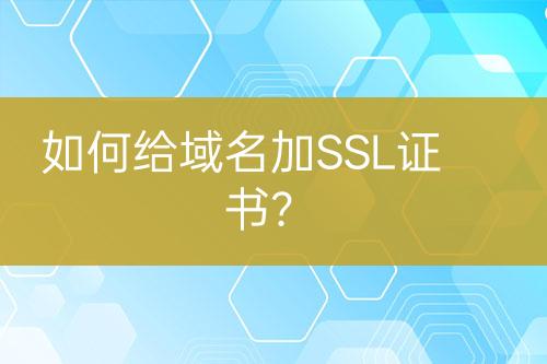 如何給域名加SSL證書？