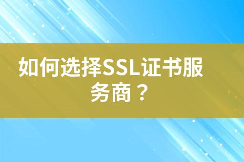 如何選擇SSL證書(shū)服務(wù)商？