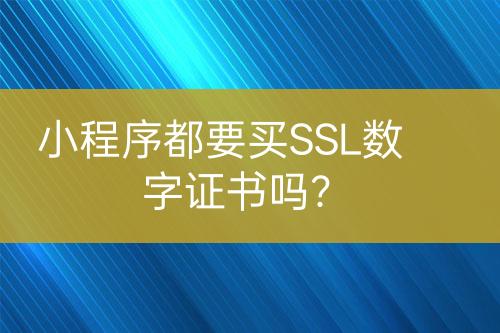 小程序都要買SSL數(shù)字證書嗎？