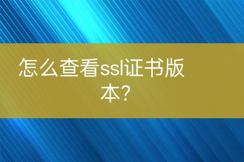 怎么查看ssl證書版本？