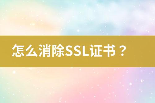 怎么消除SSL證書？