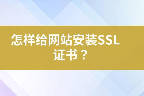 怎樣給網(wǎng)站安裝SSL證書？