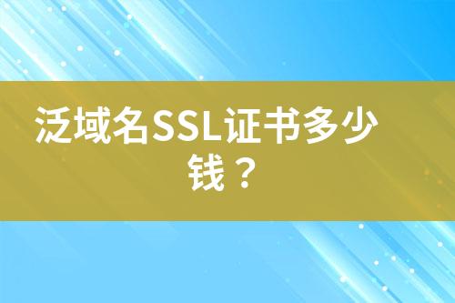 泛域名SSL證書多少錢？