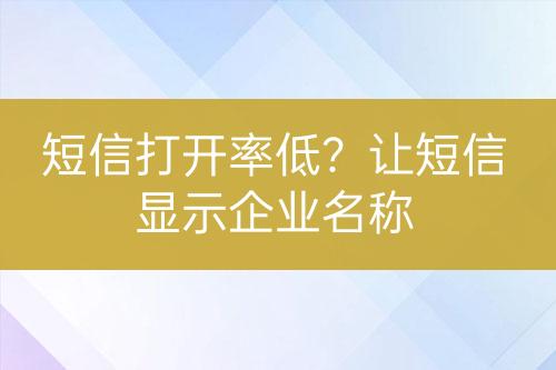 短信打開(kāi)率低？讓短信顯示企業(yè)名稱(chēng)