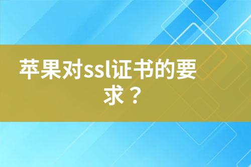 蘋果對ssl證書的要求？