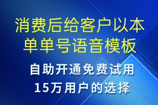 消費后給客戶以本單單號-資金變動語音模板